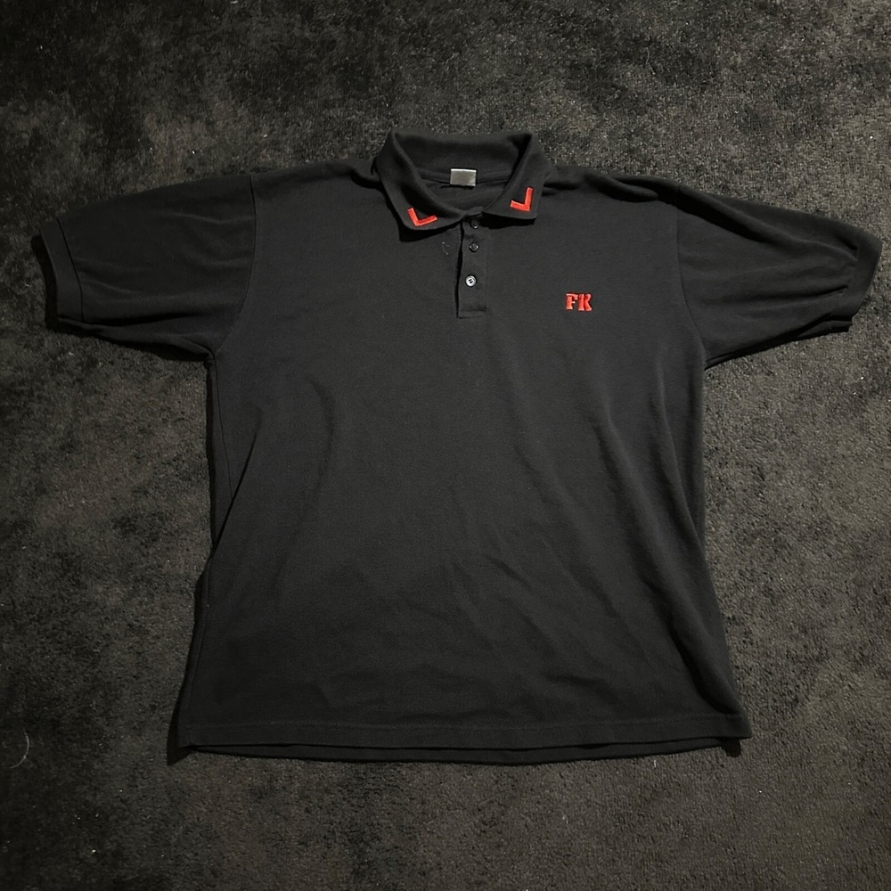 Unbranded Polo Shirt Mens Extra Large Black Red Embroidered FK Cotton Pique XL